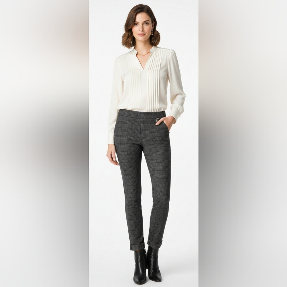 Michael Michael Kors Black and Gray Plaid Pants Size L